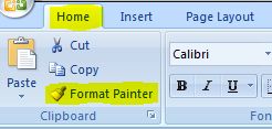Where to find the Format Painter icon
