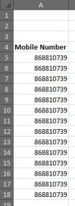 Mobile numbers