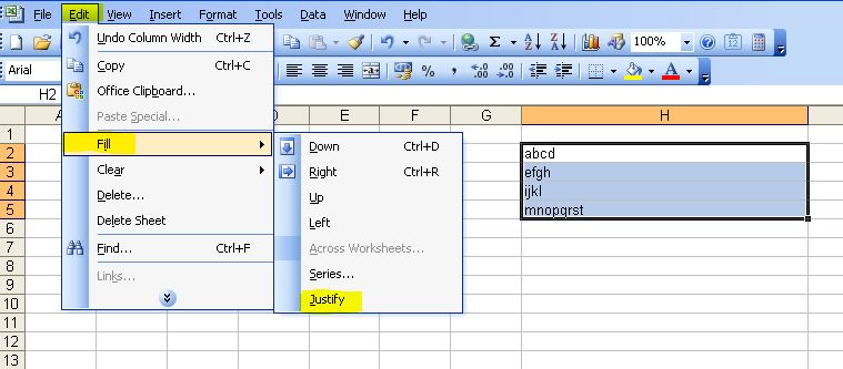 how to adjust merge cells in excel without losing data