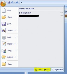 Word Options