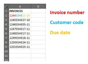 Excel invoice list