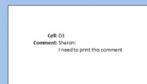 Excel 2007 print preview comment