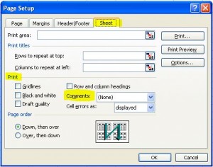 Excel 2003 page setup