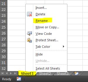 Rename Excel sheet