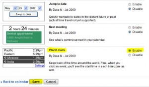 Google calendar world clock