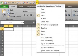 Quick Access Toolbar Menu