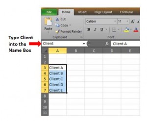 Excel Client Name Box