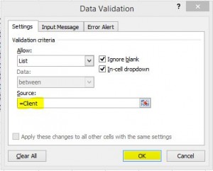 Excel data validation list