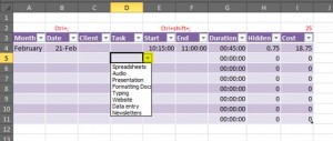 Excel data validation task list