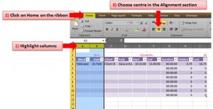Excel centre alignment