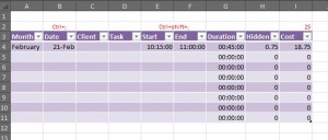 excel table