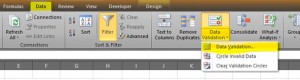 Excel data validation tab