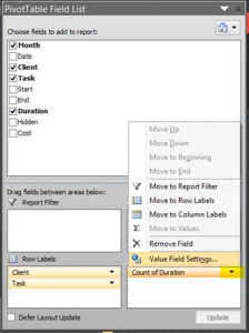 Value field settings