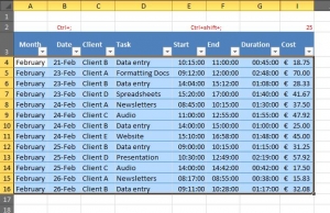 Select range for formatting