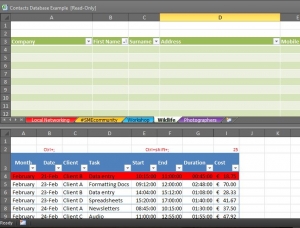 two spreadsheets