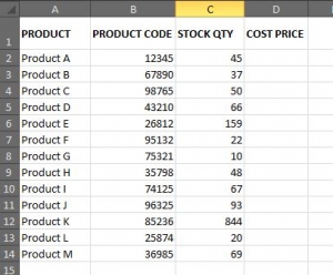 stock sheet example